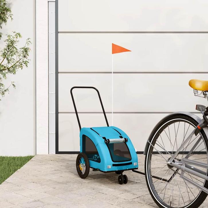 vidaXL Hondenfietstrailer oxford stof en ijzer blauw, Dieren en Toebehoren, Overige Dieren-accessoires, Nieuw, Verzenden