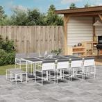 vidaXL 13-delige Tuinset met kussens textileen wit, Tuin en Terras, 2 zitplaatsen, Verzenden, Nieuw, Rvs