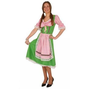 Groene/roze bierfeest/oktoberfest halflang jurkje verkleed..