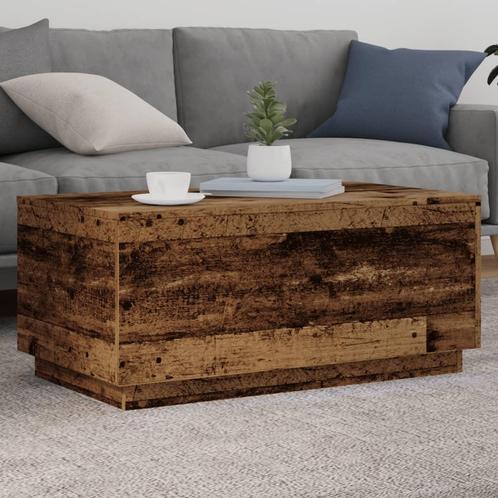 vidaXL Salontafel met LED-verlichting 90x50x40 cm oud, Huis en Inrichting, Tafels | Salontafels, 50 tot 100 cm, Nieuw, Overige houtsoorten