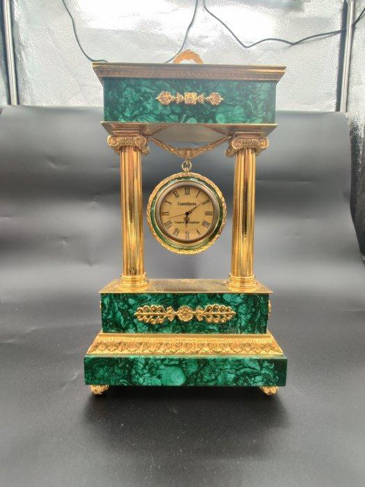 Pendule - Malachiet, Messing, Brons, Verguld, Steen -, Antiek en Kunst, Curiosa en Brocante