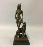 Beeld, Cleopatra met panter - 18 cm - Brons