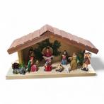 Kerststal hout met kerststal figuren - verlichting - 45x1..., Ophalen of Verzenden, Nieuw