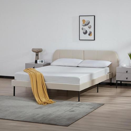 Gestoffeerd bed Porvoo met bedbodem 140x200 cm beige [en.cas, Huis en Inrichting, Slaapkamer | Bedden, Verzenden