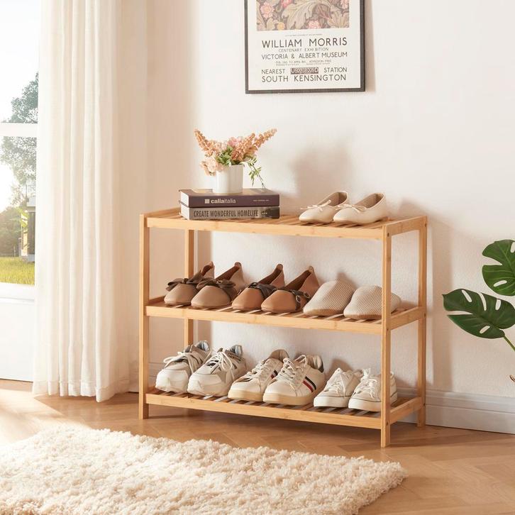 [en.casa] Schoenenrek Dammfleth 55x67,5x27 cm bamboe, Huis en Inrichting, Kasten | Schoenenkasten, Verzenden