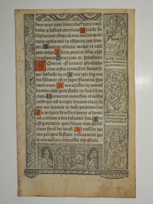Vostre - Leaf from a book of hours, printed on vellum - 1502, Antiek en Kunst, Antiek | Boeken en Bijbels