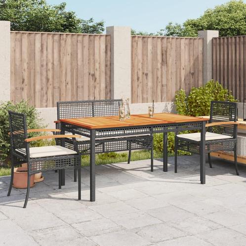 vidaXL 5-delige Tuinset met kussens poly rattan zwart, Tuin en Terras, Tuinsets en Loungesets, Tuinset, Nieuw, 6 zitplaatsen, Rotan