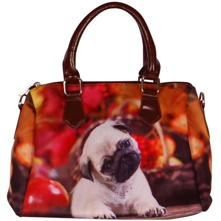 Handtas Mopshond NIEUW, Sieraden, Tassen en Uiterlijk, Tassen | Damestassen, Bruin, Nieuw, Ophalen of Verzenden