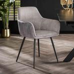 *WOONWINKEL* Grijze Ribstof Eetkamerstoel, Huis en Inrichting, Stoelen, Verzenden, Nieuw, Grijs
