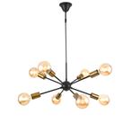 [lux.pro] Hanglamp Amiens metaal 8xE27 zwart en messing, Verzenden, Nieuw