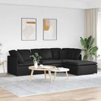 vidaXL Modulaire bank met voetenbank en kussens stof zwart, Huis en Inrichting, Banken | Bankstellen, Verzenden, Nieuw, Stof