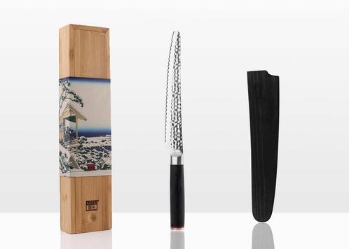 Gekarteld Japans Brood-/Banketmes met Houten Saya en Bamboed, Huis en Inrichting, Keuken | Keukenbenodigdheden, Verzenden