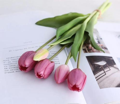 Actie tulp tulpen bundel, luxe siliconen real touch kleur, Huis en Inrichting, Woonaccessoires | Kunstplanten en Kunstbloemen