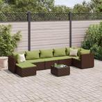 vidaXL 8-delige Loungeset met kussens poly rattan bruin, Verzenden, Nieuw, Rotan, Loungeset