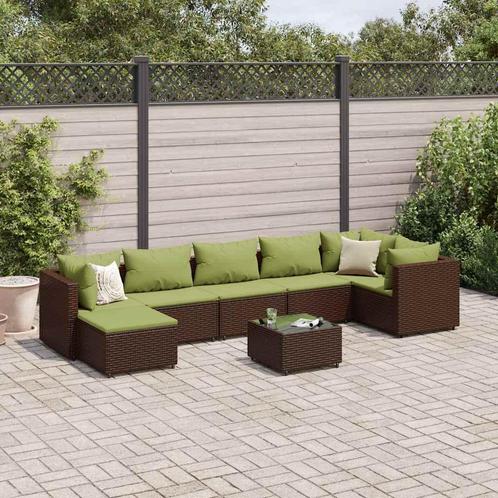 vidaXL 8-delige Loungeset met kussens poly rattan bruin, Tuin en Terras, Tuinsets en Loungesets, Loungeset, Nieuw, Rotan, Verzenden