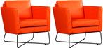 Oranje leren moderne design stoels - Toledo Leer Orange (or, Huis en Inrichting, Fauteuils, Nieuw, Ophalen of Verzenden, 50 tot 75 cm