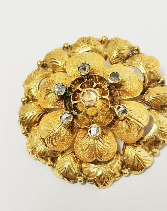 Broche - 18 karaat Geel goud Diamant (Natuurlijk) - Antiek, Sieraden, Tassen en Uiterlijk, Antieke sieraden