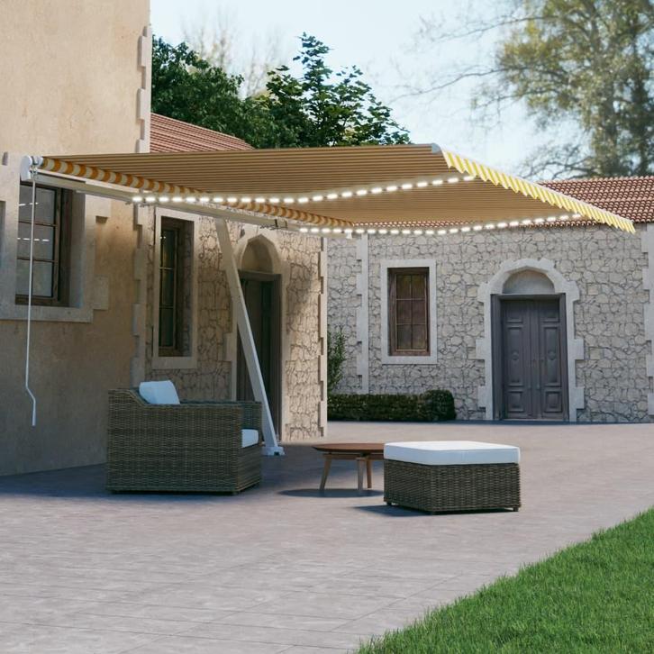 vidaXL Luifel automatisch met LED en windsensor 500x300 cm, Tuin en Terras, Zonneschermen, Nieuw, Verzenden
