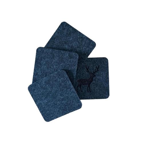 Onderzetters - Zwart met Rendier - 4 stuks - Vilt -, Huis en Inrichting, Woonaccessoires | Onderzetters, Nieuw, Verzenden