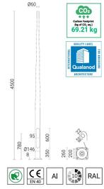 Kantelmast scharniermast 4,5 meter geanodiseerd aluminium  h, Verzenden, Nieuw
