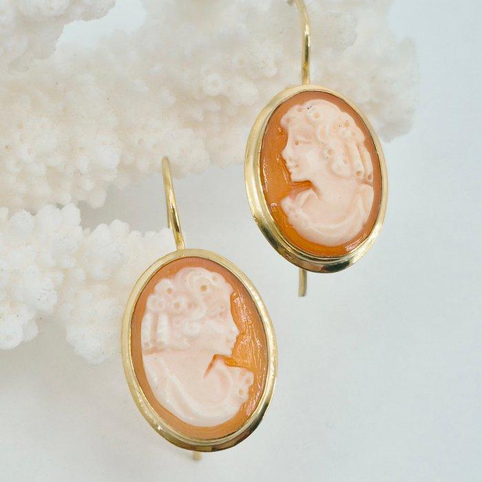 Zilver, Verguld - Oorbellen - CAMMEI INCISI A MANO, Antiek en Kunst, Curiosa en Brocante