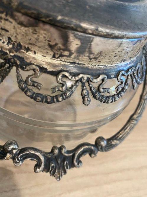 Koektrommel - Glas, Metaal, zilver metaal - Oude biscuitbak, Antiek en Kunst, Curiosa en Brocante