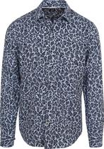 BOSS Overhemd Linnen Print Blauw maat 42 Heren, Kleding | Heren, Verzenden, Nieuw, Blauw, BOSS