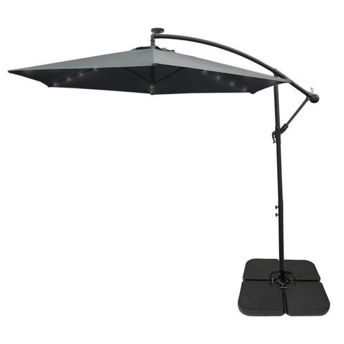 Monster Shop Zweefparasol - Grijs - 3m - LED Verlichting -, Tuin en Terras, Parasols, Verzenden