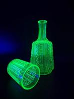 Art Nouveau Toiletset (2) - Scailmont - Glas - Uranium Glass, Antiek en Kunst, Antiek | Glas en Kristal