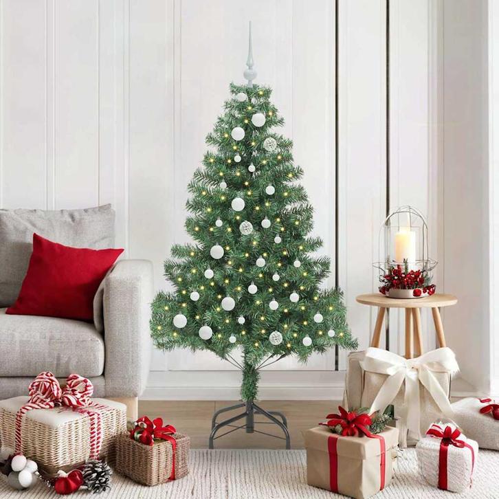 vidaXL Kerstboom met 150 LED met standaard Groen 150 cm PVC, Diversen, Kerst, Nieuw, Verzenden