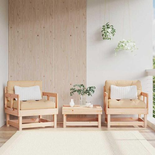 vidaXL Tuinstoelen 2 st met kussens massief grenenhout, Tuin en Terras, Tuinsets en Loungesets, Tuinset, Nieuw, Verzenden