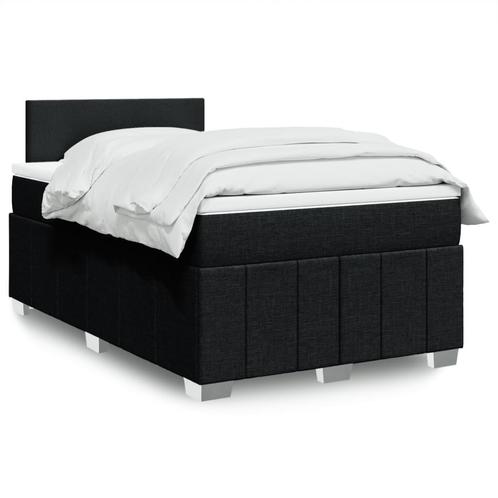 vidaXL Boxspring met matras stof zwart 120x200 cm, Huis en Inrichting, Slaapkamer | Bedden, 120 cm, 200 cm, Zwart, Twijfelaar