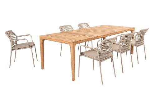 Taste Barista/Liam tuinset 240x100cm. (7-delig) - Latte/Teak, Tuin en Terras, Tuinsets en Loungesets, Tuinset, Nieuw, Hout, Verzenden