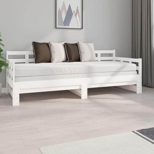 vidaXL Slaapbank uitschuifbaar massief grenenhout wit, Huis en Inrichting, Slaapkamer | Bedden, 80 cm, 200 cm, Wit, Eenpersoons
