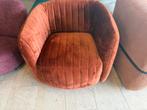 Fauteuil Busco luxe stof velvet brique donker oranje stoel, Huis en Inrichting, Fauteuils, Ophalen, Nieuw, 75 tot 100 cm, Velvet busco fauteuil