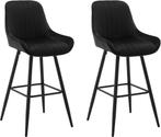 WOLTU Barkrukken - Barstoelen - Set van 2 - Fluweel - Zwart, Verzenden, Nieuw