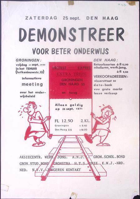 Demonstratie over onderwijs in Den Haag op poster (Posters), Verzamelen, Posters, Nieuw, Overige onderwerpen, Met lijst, Verzenden
