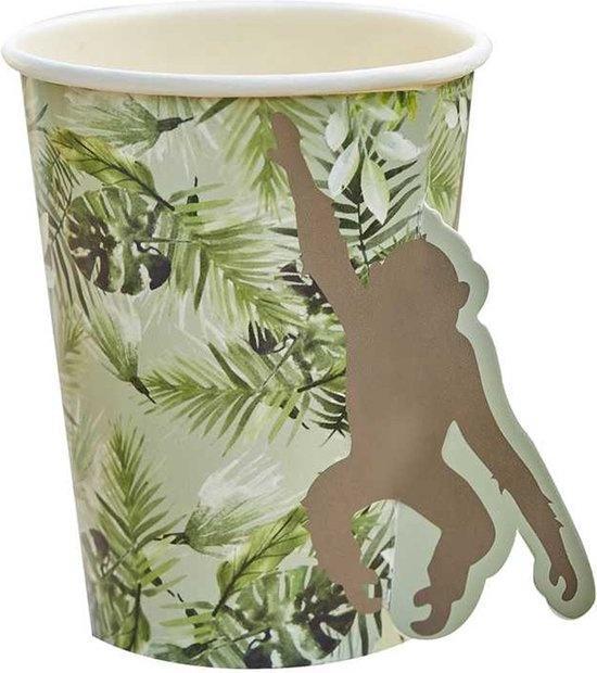 Set 8 kartonnen bekertjes | Jungle, Hobby en Vrije tijd, Feestartikelen, Ophalen of Verzenden