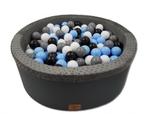 Ballenbak met 200 ballen - zwart, grijs, blauw & wit - 90..., Nieuw, Ophalen of Verzenden