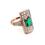 Zonder Minimumprijs - Ring - 9 kt. Roségoud, Zilver Smaragd, Sieraden, Tassen en Uiterlijk, Ringen, Nieuw