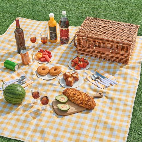 Picknickmand Brindisi 4-persoons picknickset geel wit casa.p, Doe-het-zelf en Verbouw, Kratten en Dozen, Nieuw, Verzenden