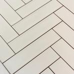 Langwerpige handvorm visgraat tegels 7,5 x 30 cm mat beige-0, Doe-het-zelf en Verbouw, Verzenden, Nieuw