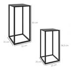 Set van 2 plantenstandaards – zwart staal en houtdesign, Tuin en Terras, Verzenden, Nieuw