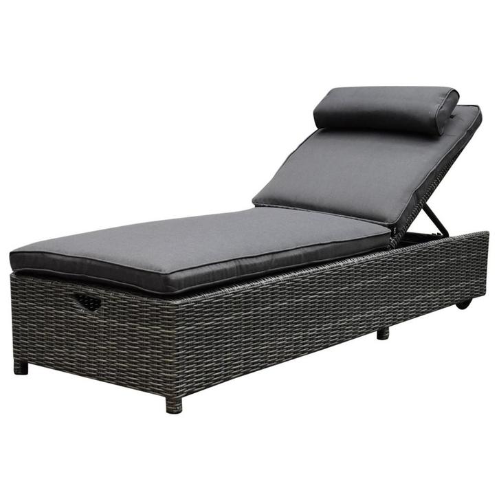 Thermen ligbed 189x65xH31 cm  antraciet, Tuin en Terras, Ligbedden, Nieuw, Wicker, Ophalen of Verzenden