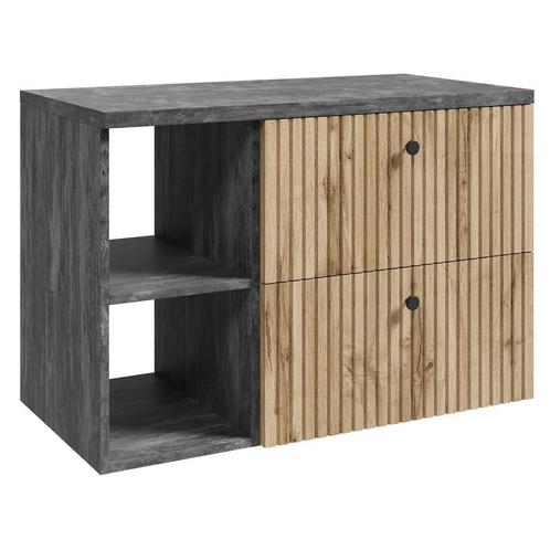 Badplaats Wastafelkast Saros 90 cm - Eiken - met Opbergvak, Huis en Inrichting, Badkamer | Badkamermeubels, Nieuw, Wastafelkast