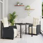 vidaXL 3-delige Tuin Eetset Zwart Poly Rattan, Tuin en Terras, Tuinstoelen, Verzenden, Nieuw, Rotan