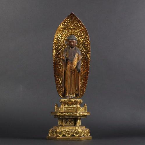 Amitabha Buddha with Mandorla Statue  - sculptuur, Antiek en Kunst, Antiek | Overige Antiek