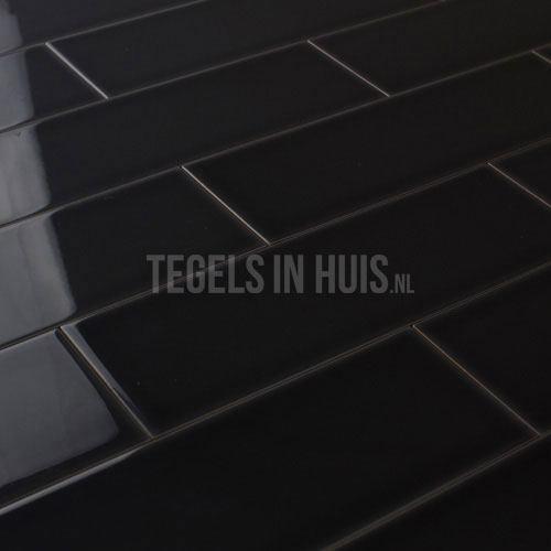 Wandtegel 10x30 cm vt liquorice zwart glans wandtegel, Doe-het-zelf en Verbouw, Tegels, Wandtegels, Nieuw, 10 m² of meer, Keramiek