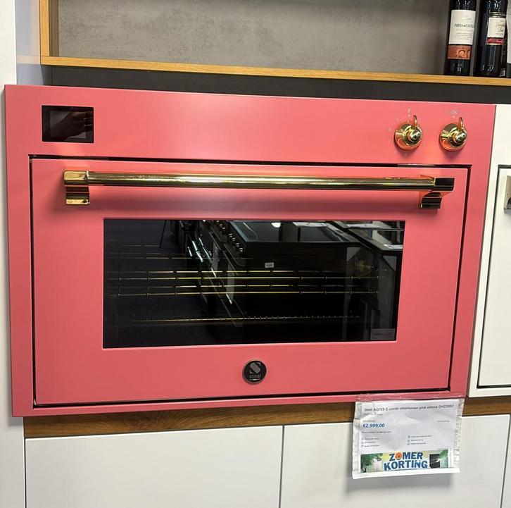 €2999 Steel AQFE9S combi-stoomoven pink ottone DHZ2002, Witgoed en Apparatuur, Ovens, Ophalen of Verzenden