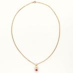 Halsketting - 18 karaat Geel goud - 0.18ct. tw. Robijn -, Sieraden, Tassen en Uiterlijk, Kettingen, Nieuw
